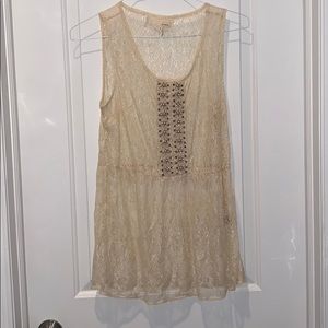 A’reve - Ivory overlay tunic blouse